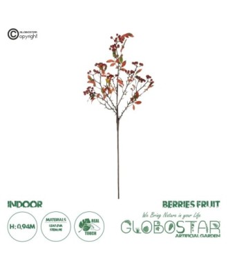 GloboStar® Artificial Garden BROWN BERRIES FRUIT BRANCH 21444 Τεχνητό Διακοσμητικό Κλαδί Κάφε Γκί Y94cm